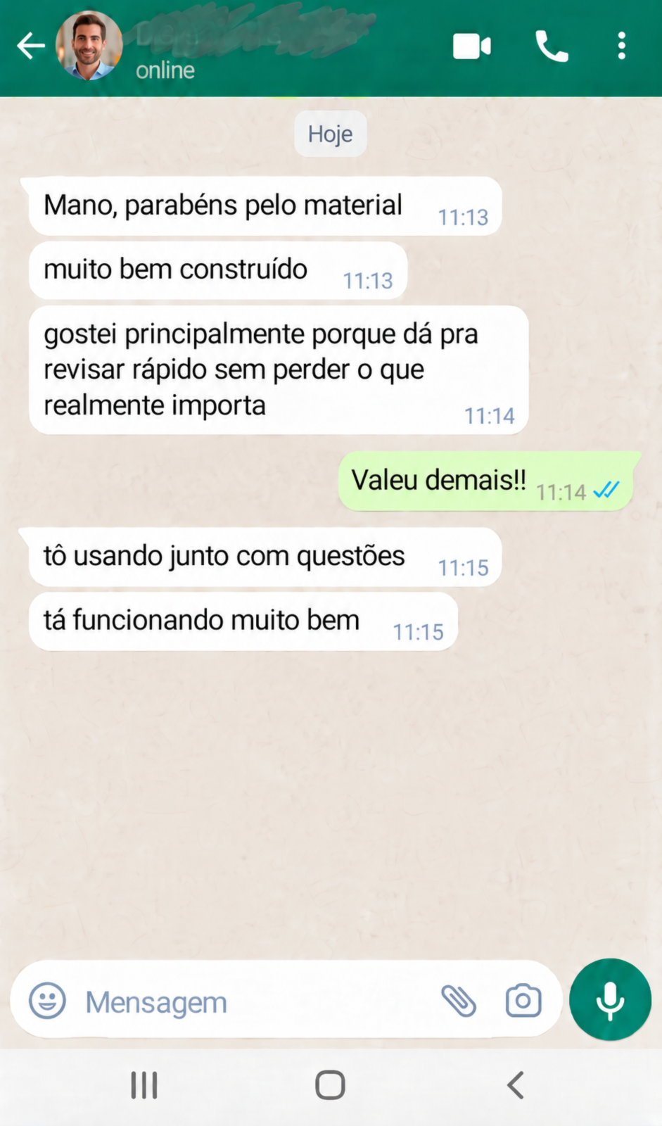 Feedback de aluno: o material ajuda a revisar rápido e funciona bem junto com questões.